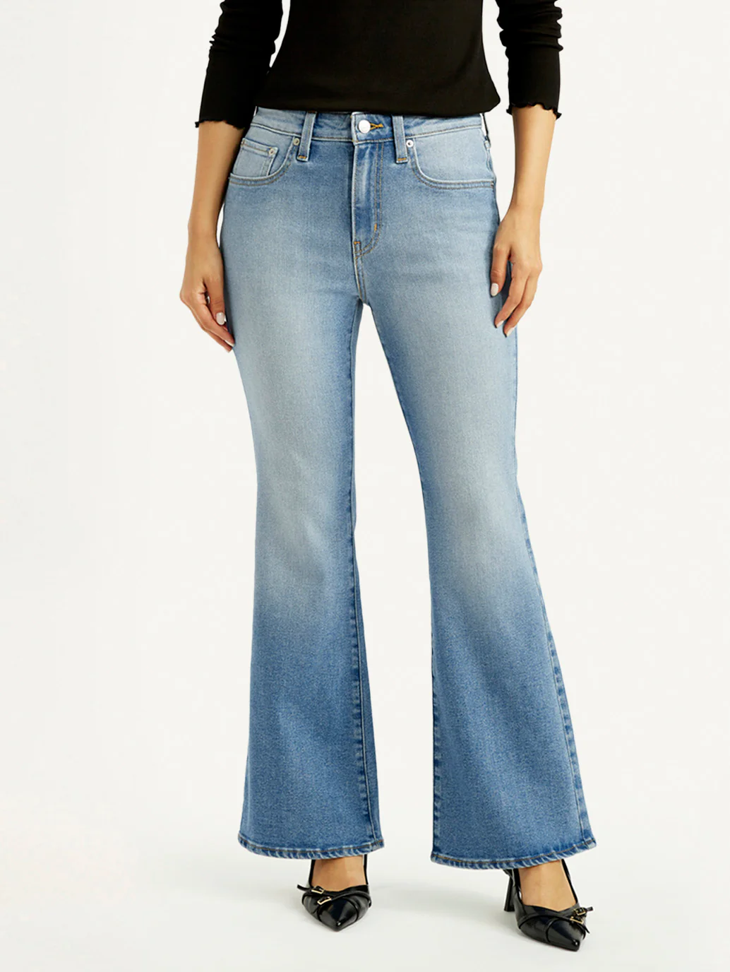 Women's 726 Blue Slim Flared Fit High Rise Jeans - Image 3