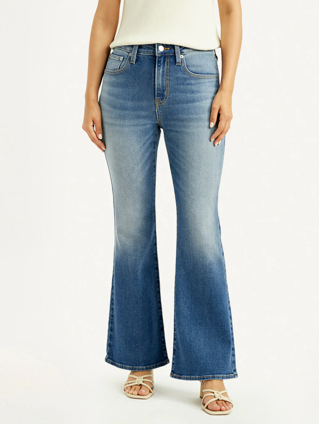 Women's 726 Blue Slim Flared Fit High Rise Jeans - Image 3