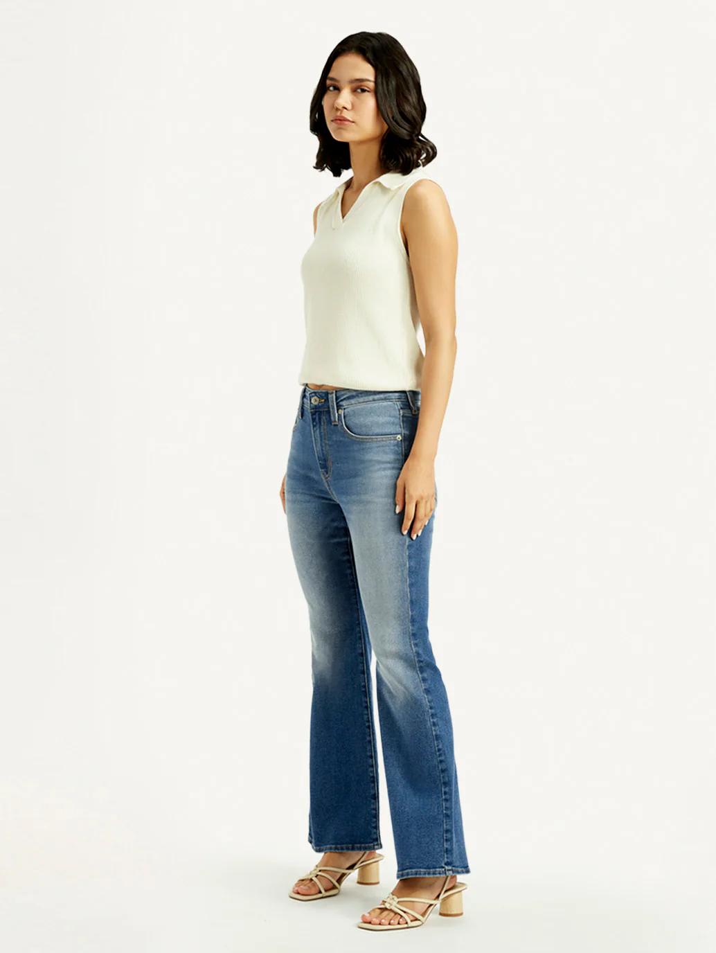 Women's 726 Blue Slim Flared Fit High Rise Jeans - Image 7