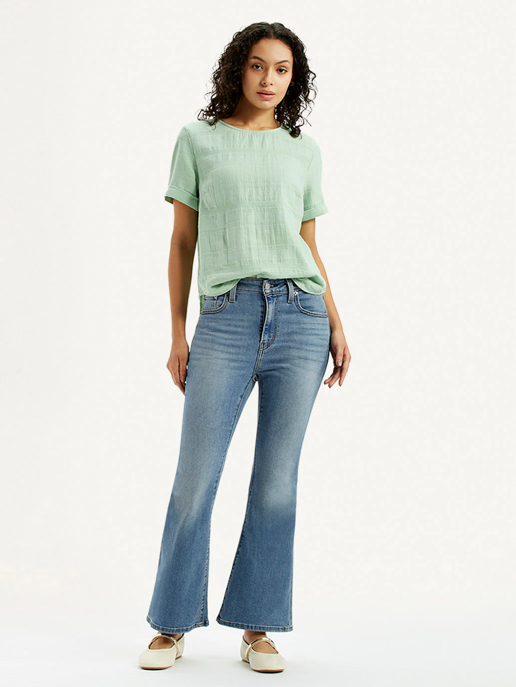 Women's 726 Blue Slim Flare Fit High Rise Jeans