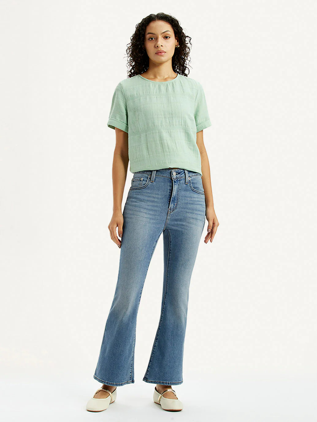 Women's 726 Blue Slim Flare Fit High Rise Jeans - Image 2