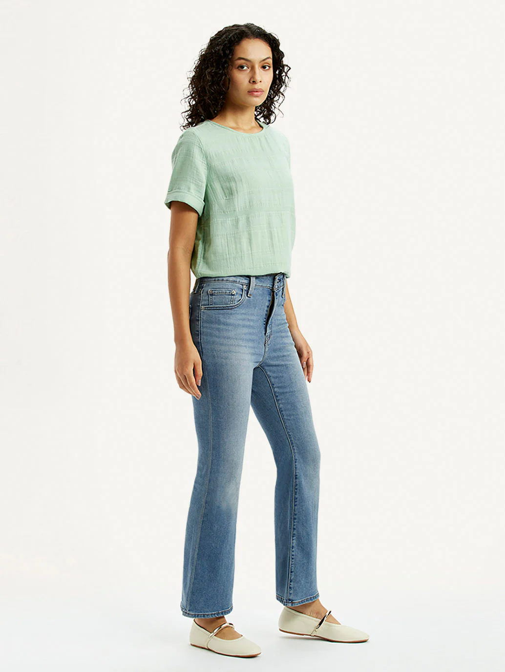 Women's 726 Blue Slim Flare Fit High Rise Jeans - Image 7