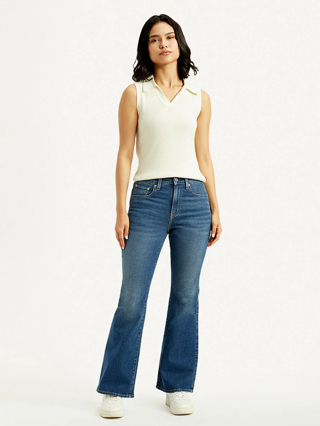 Women's 726 Blue Slim Flared Fit Mid Rise Jeans - Image 2