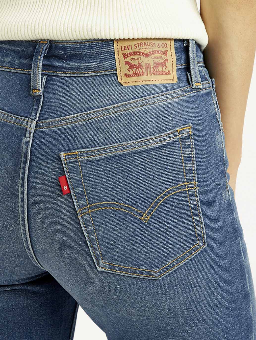 Women's 726 Blue Slim Flared Fit Mid Rise Jeans - Image 6