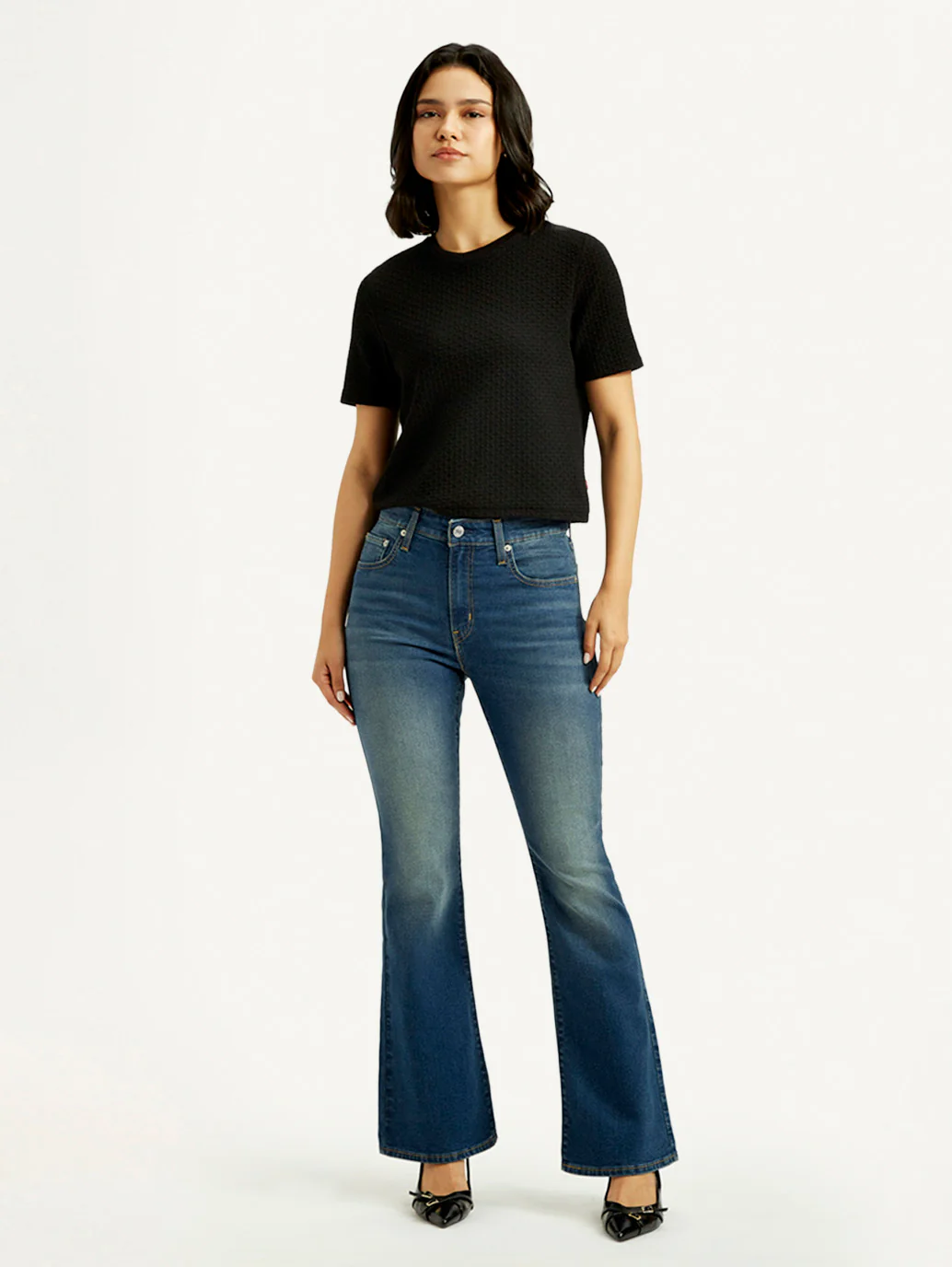 Women's 726 Med Indigo Flared Fit Mid Rise Jeans - Image 2