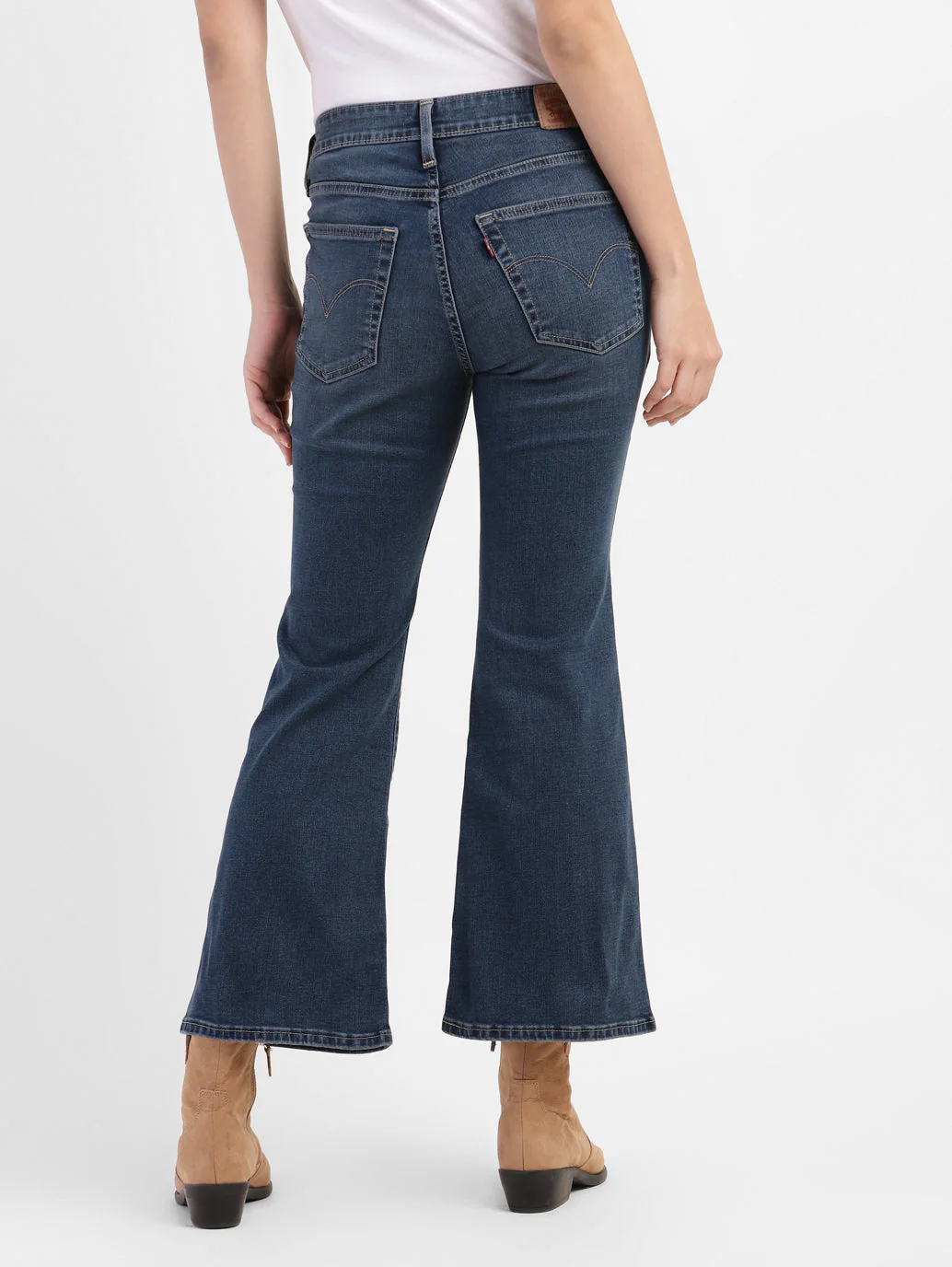 Women's 726 Blue Flared Fit Mid Rise Jeans - Image 3