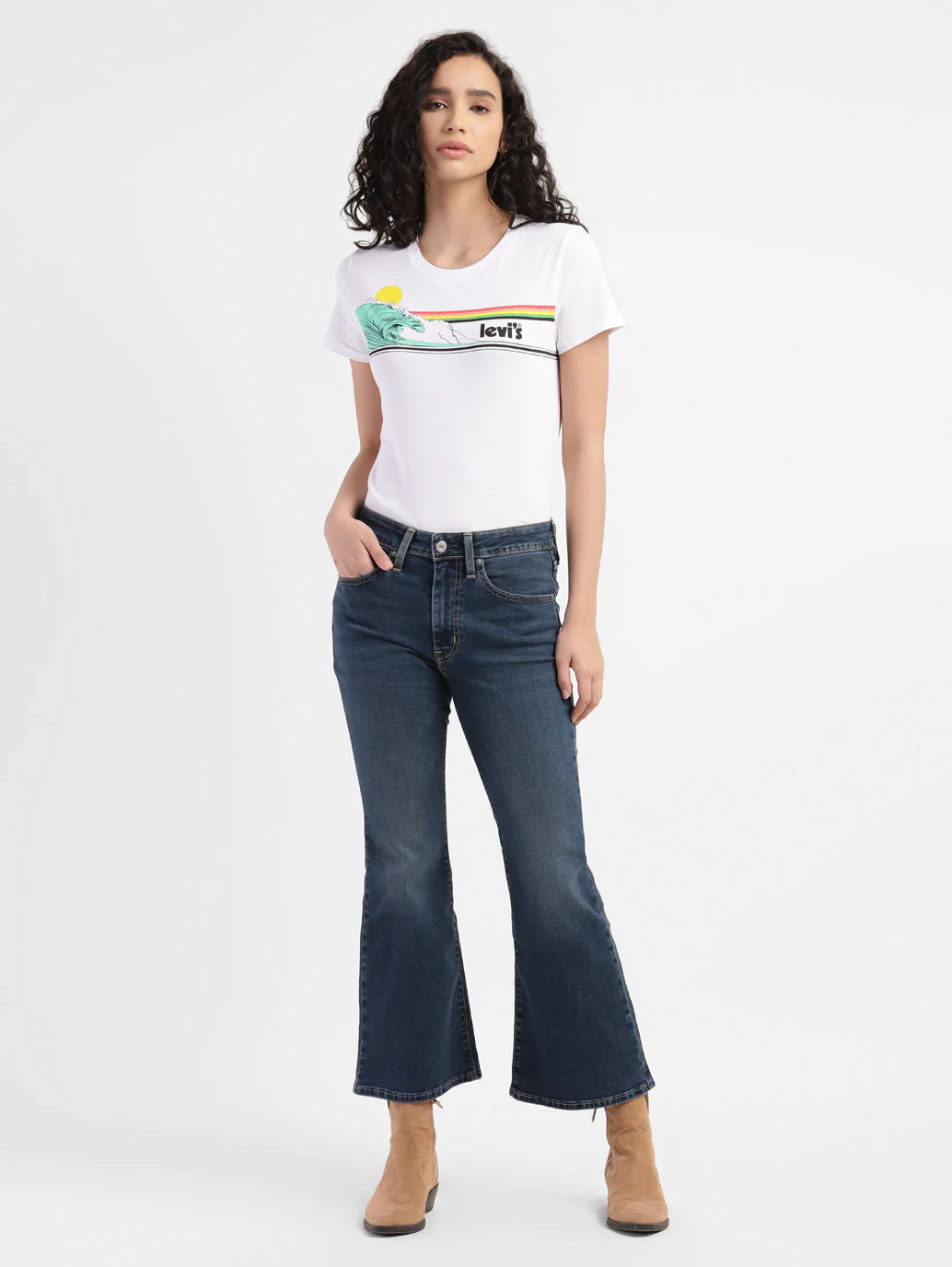 Women's 726 Blue Flared Fit Mid Rise Jeans - Image 6