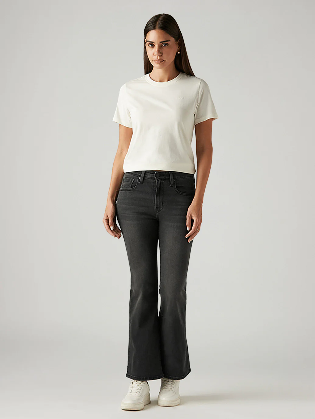 Women's 726 Charcoal Grey Flared Fit High Rise Jeans