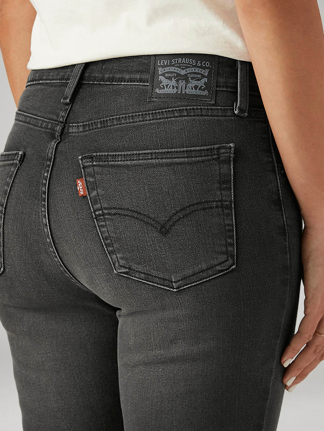 Women's 726 Charcoal Grey Flared Fit High Rise Jeans - Image 5