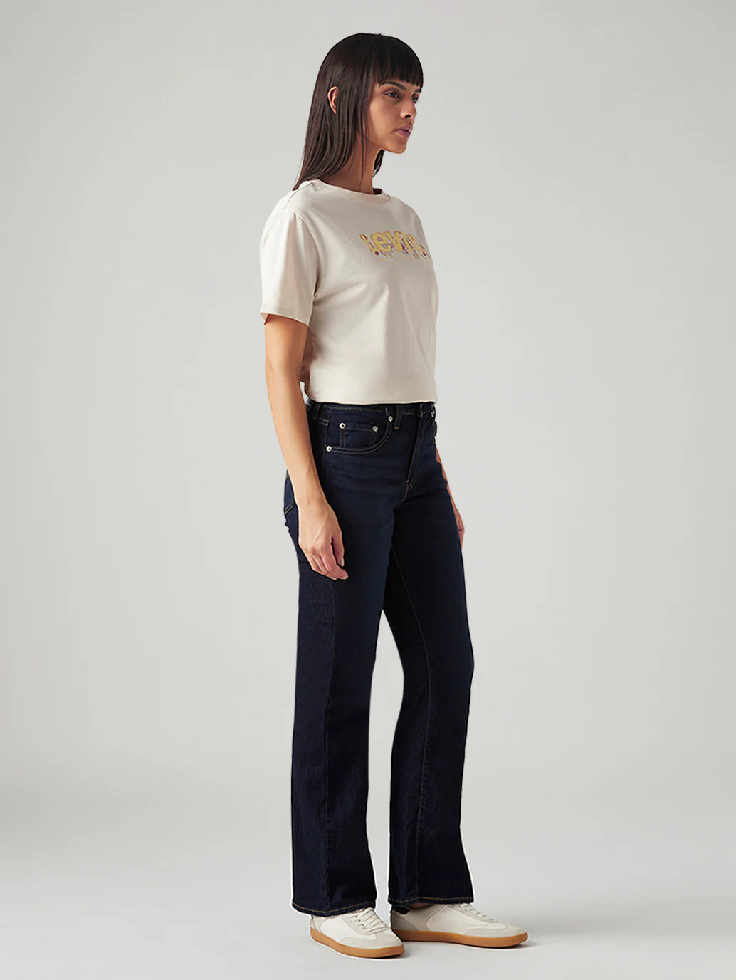 Women's 726 Dark Blue Flared Fit High Rise Jeans - Image 6