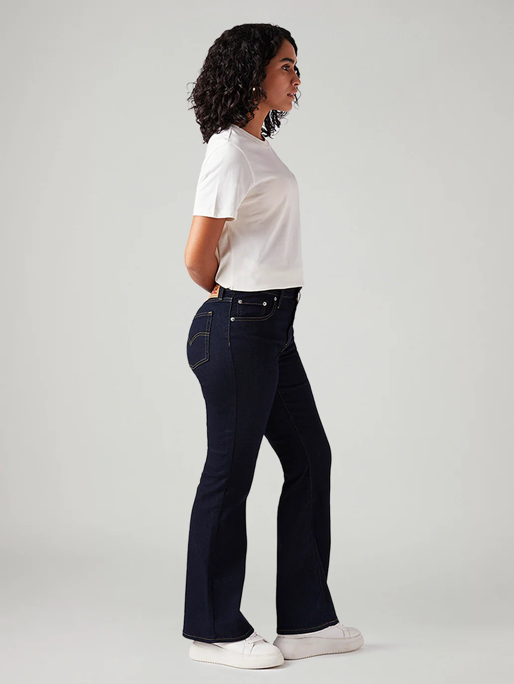 Women's 726 Dark Blue Flared Fit High Rise Jeans - Image 5