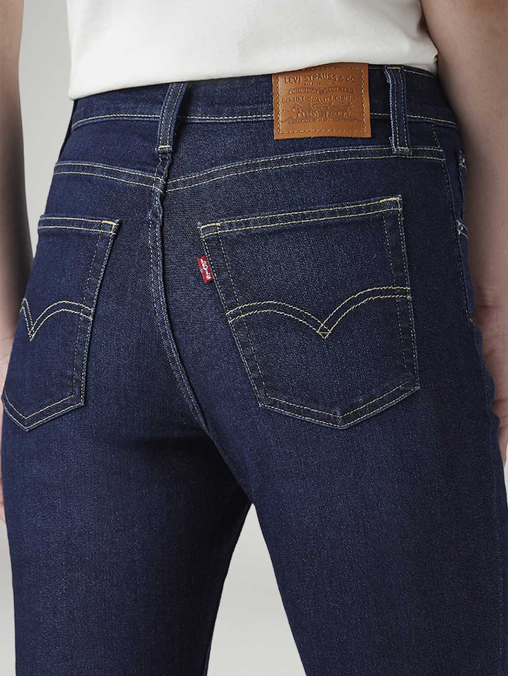 Women's 726 Dark Blue Flared Fit High Rise Jeans - Image 5