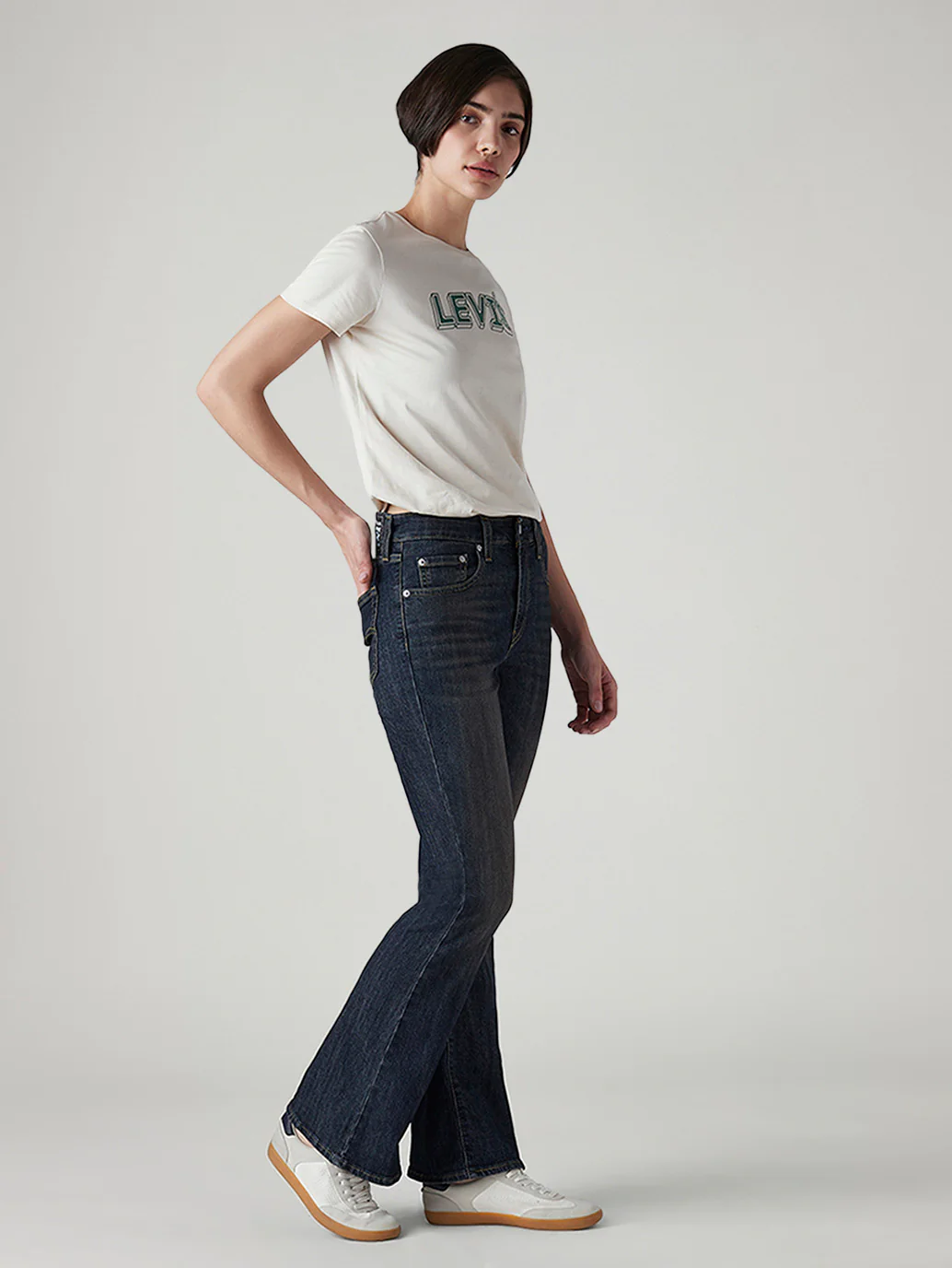 Women's 726 Dark Blue Flared Fit High Rise Tinted Jeans - Image 6
