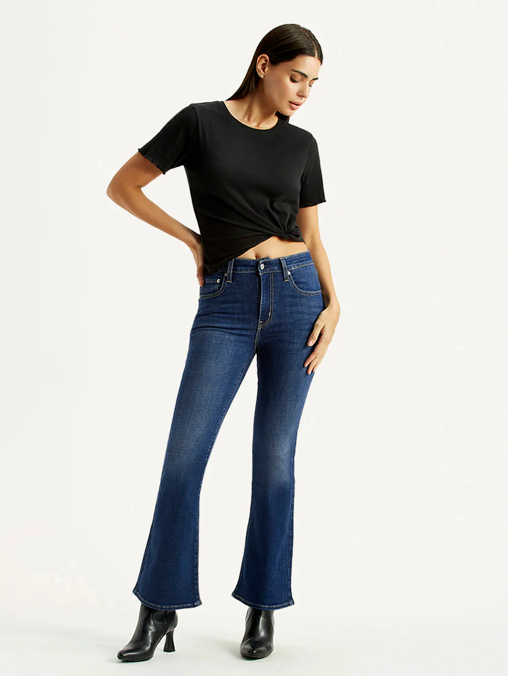 Women's 726 Dark Blue Flared Fit High Rise Jeans