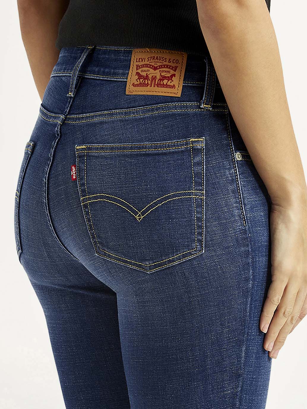 Women's 726 Dark Blue Flared Fit High Rise Jeans - Image 6