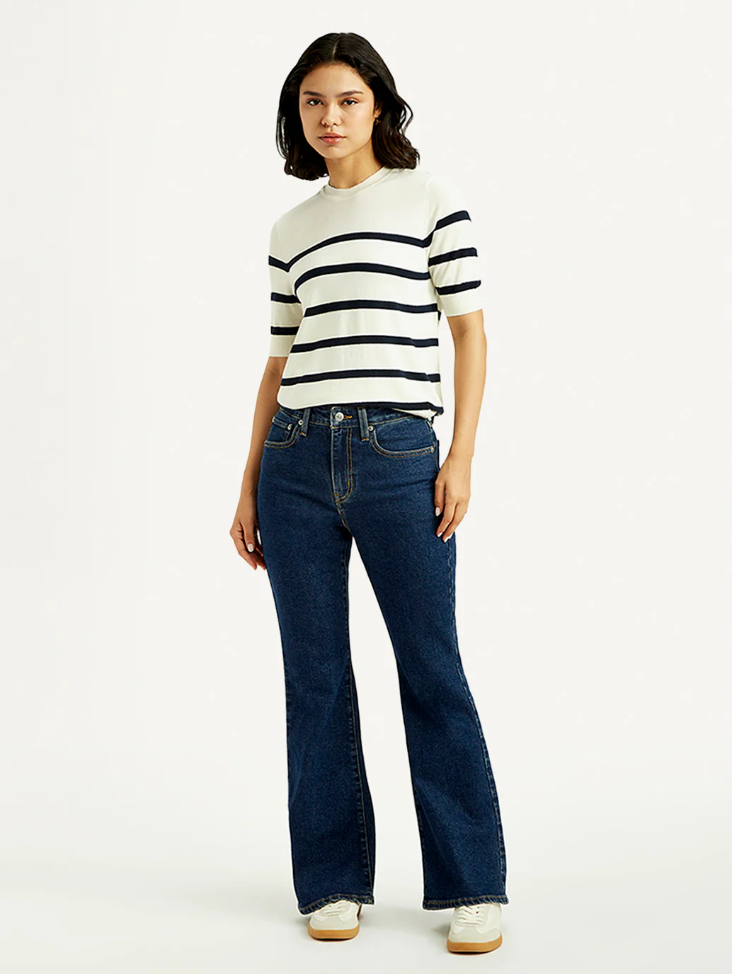 Women's 726 Dark Blue Slim Flared Fit High Rise Jeans