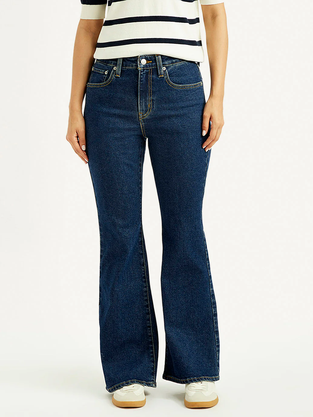 Women's 726 Dark Blue Slim Flared Fit High Rise Jeans - Image 2