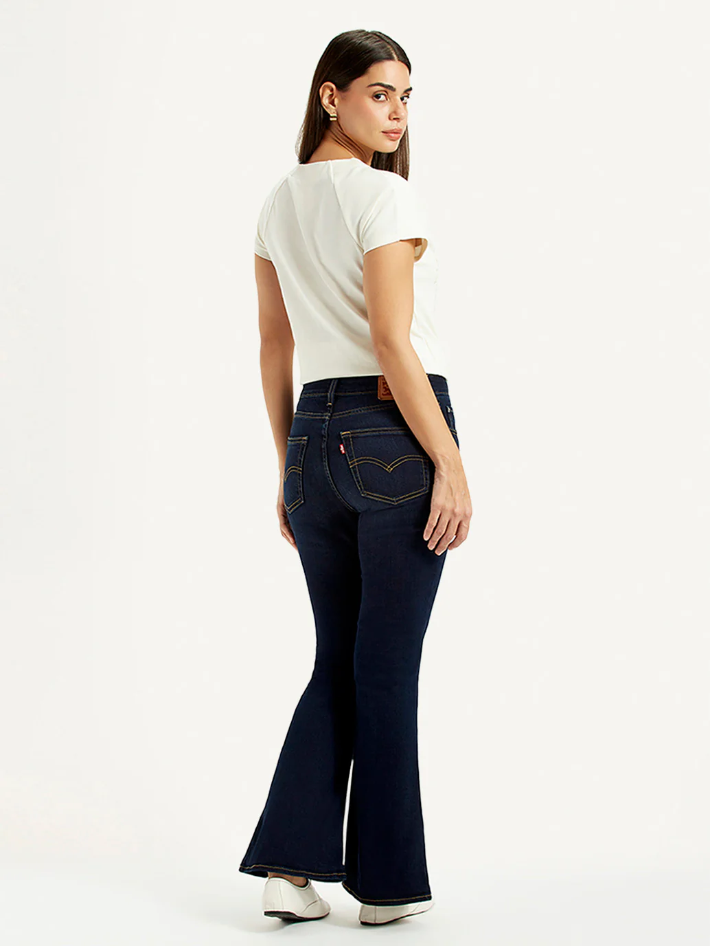Women's 726 Dark Blue Slim Flare Fit High Rise Jeans - Image 5