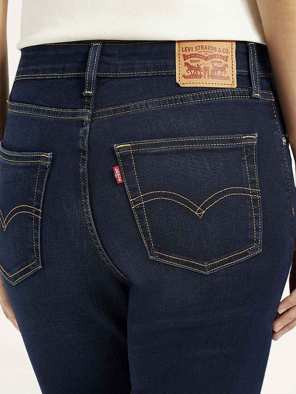 Women's 726 Dark Blue Slim Flare Fit High Rise Jeans - Image 6