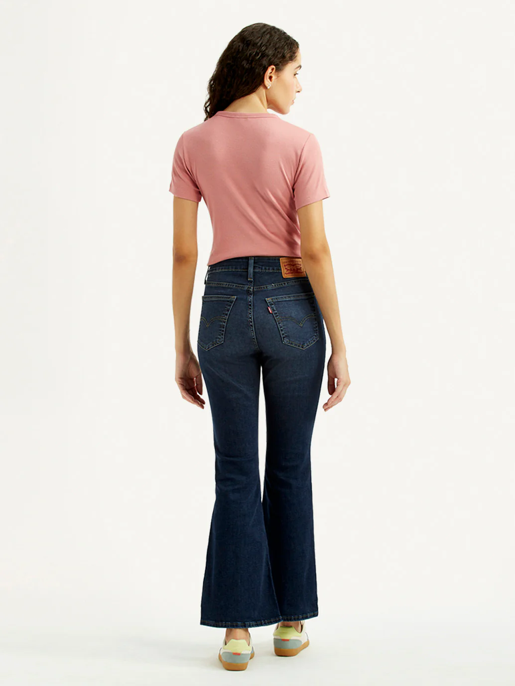Women's 726 Dark Blue Flared Fit High Rise Jeans - Image 5