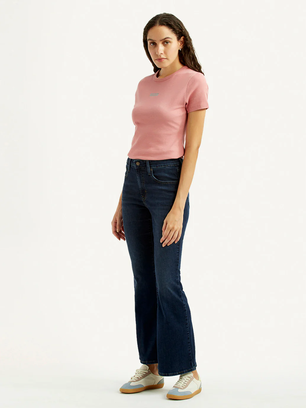 Women's 726 Dark Blue Flared Fit High Rise Jeans - Image 7