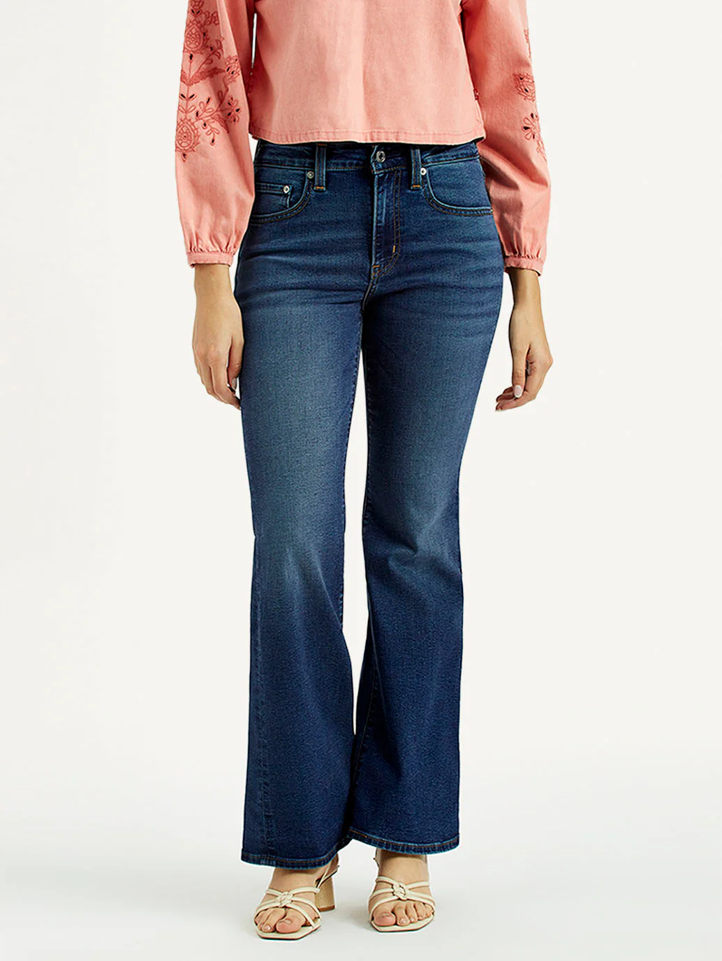 Women's 726 Dark Indigo Flared Fit High Rise Jeans - Image 2
