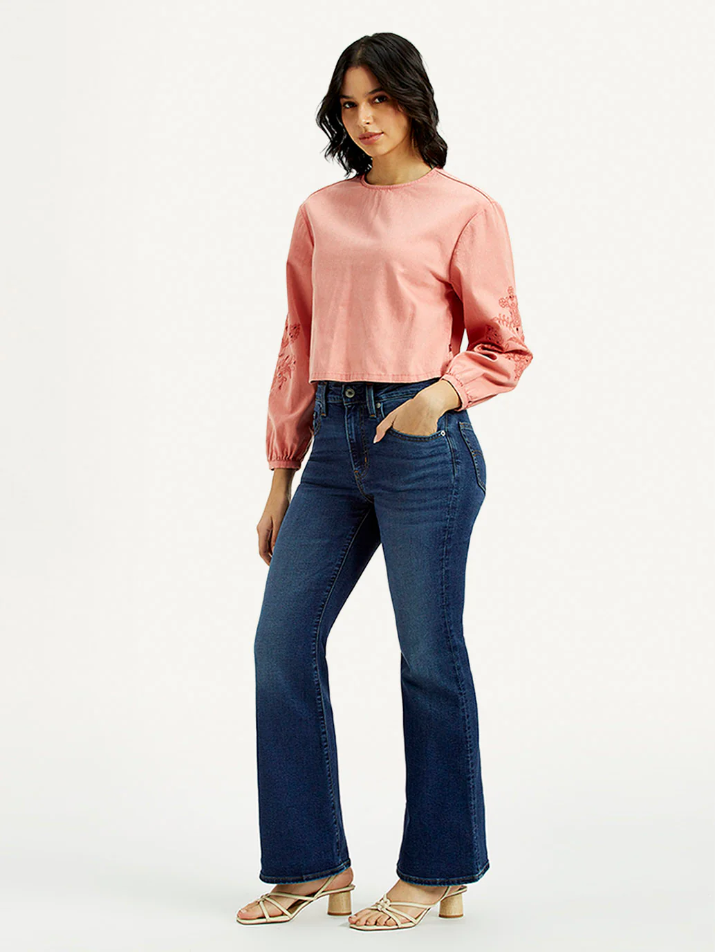 Women's 726 Dark Indigo Flared Fit High Rise Jeans - Image 6