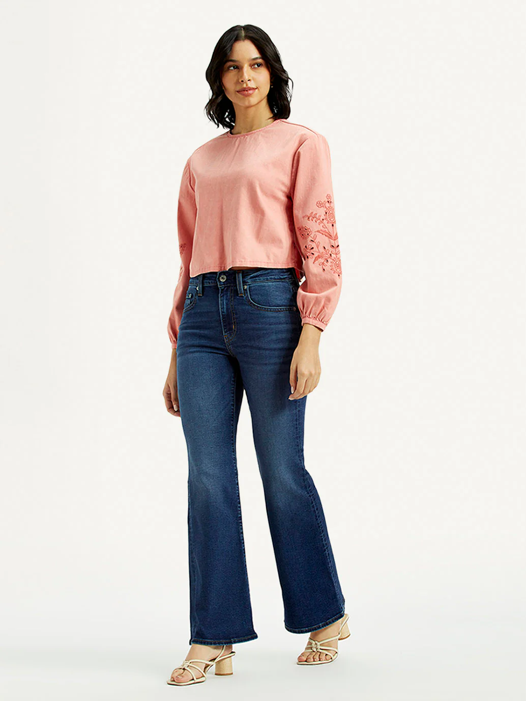 Women's 726 Dark Indigo Flared Fit High Rise Jeans - Image 7