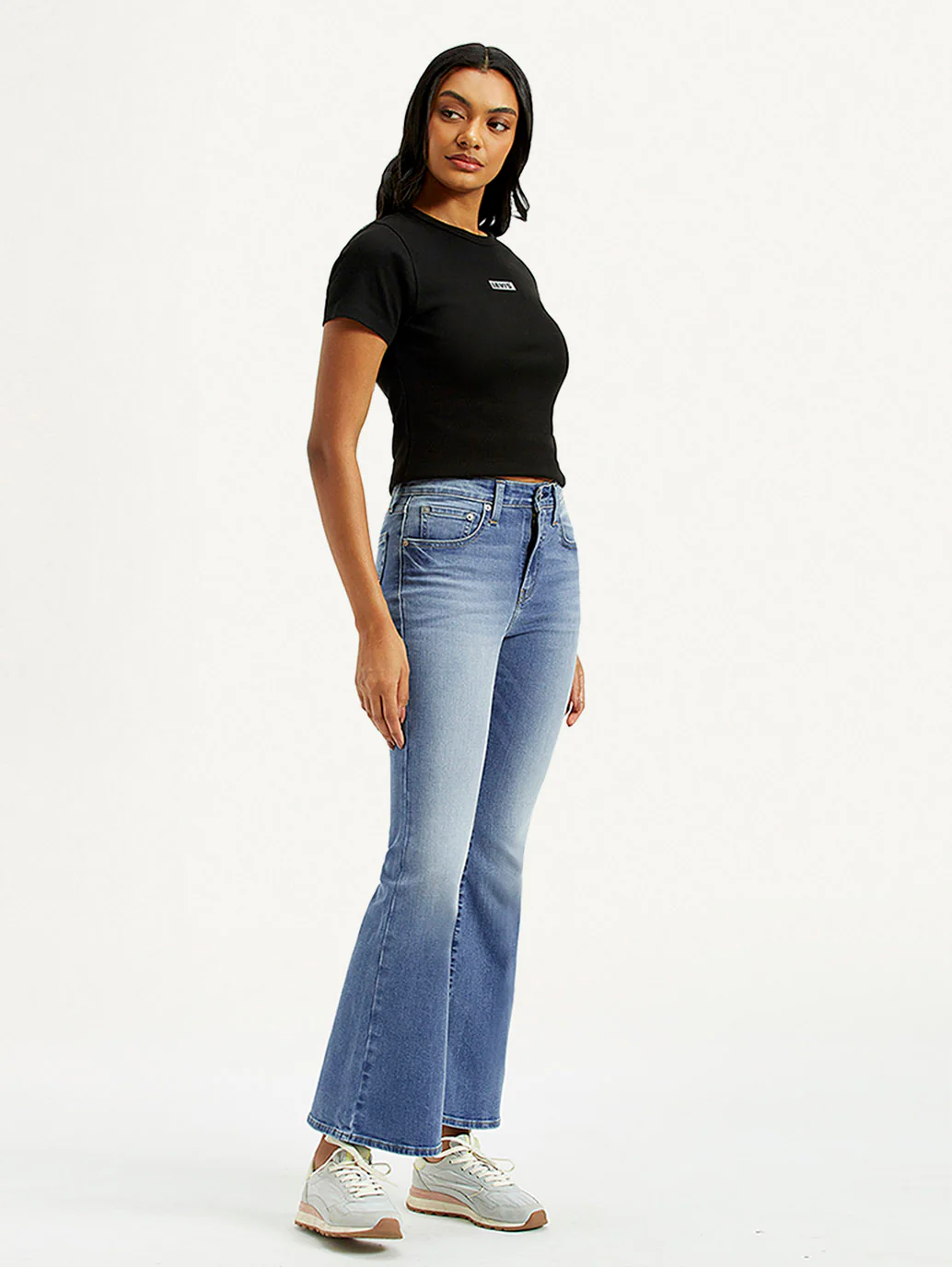 Women's 726 Med Indigo Flared Fit High Rise Jeans - Image 7