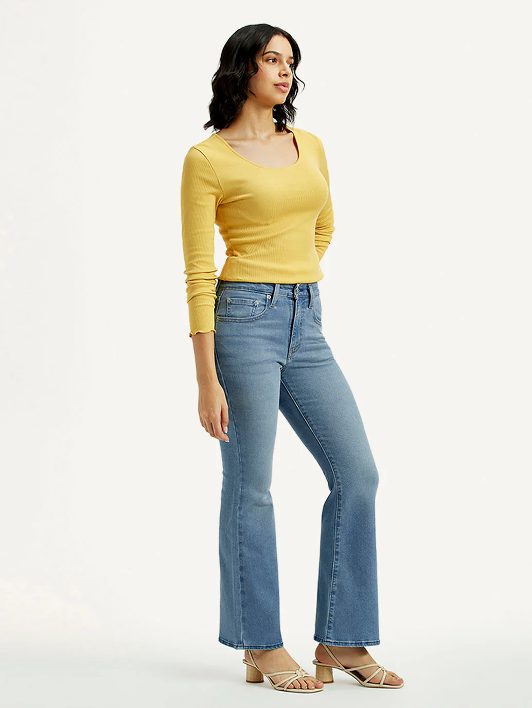 Women's 726 Med Indigo Flared Fit High Rise Jeans - Image 7