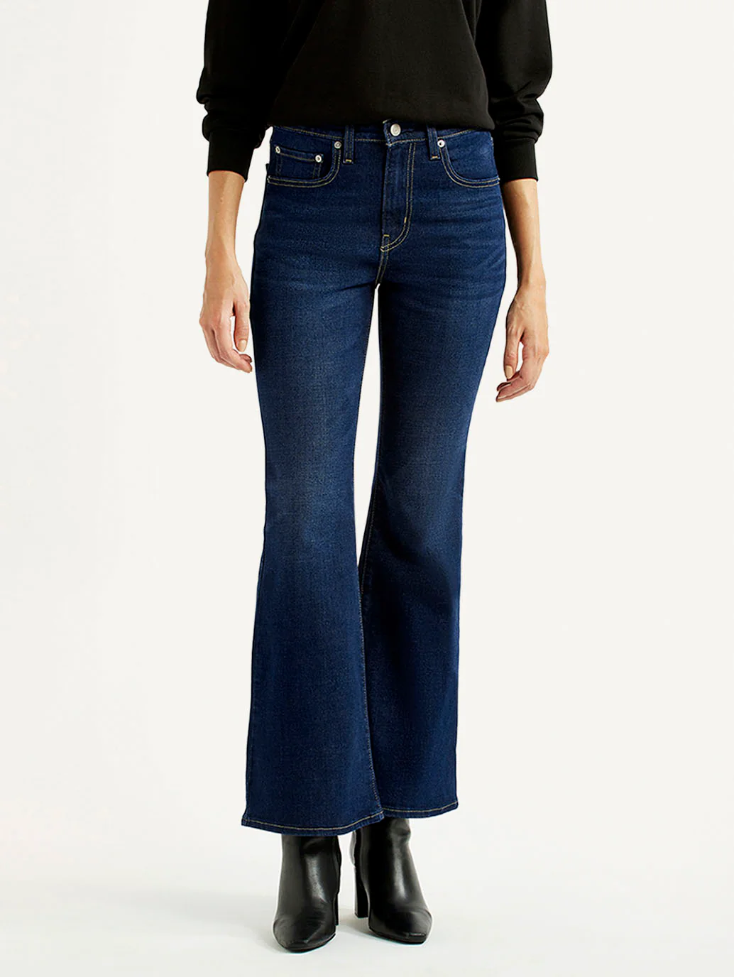 Women's 726 Navy Slim Flared Fit High Rise Jeans - Image 2