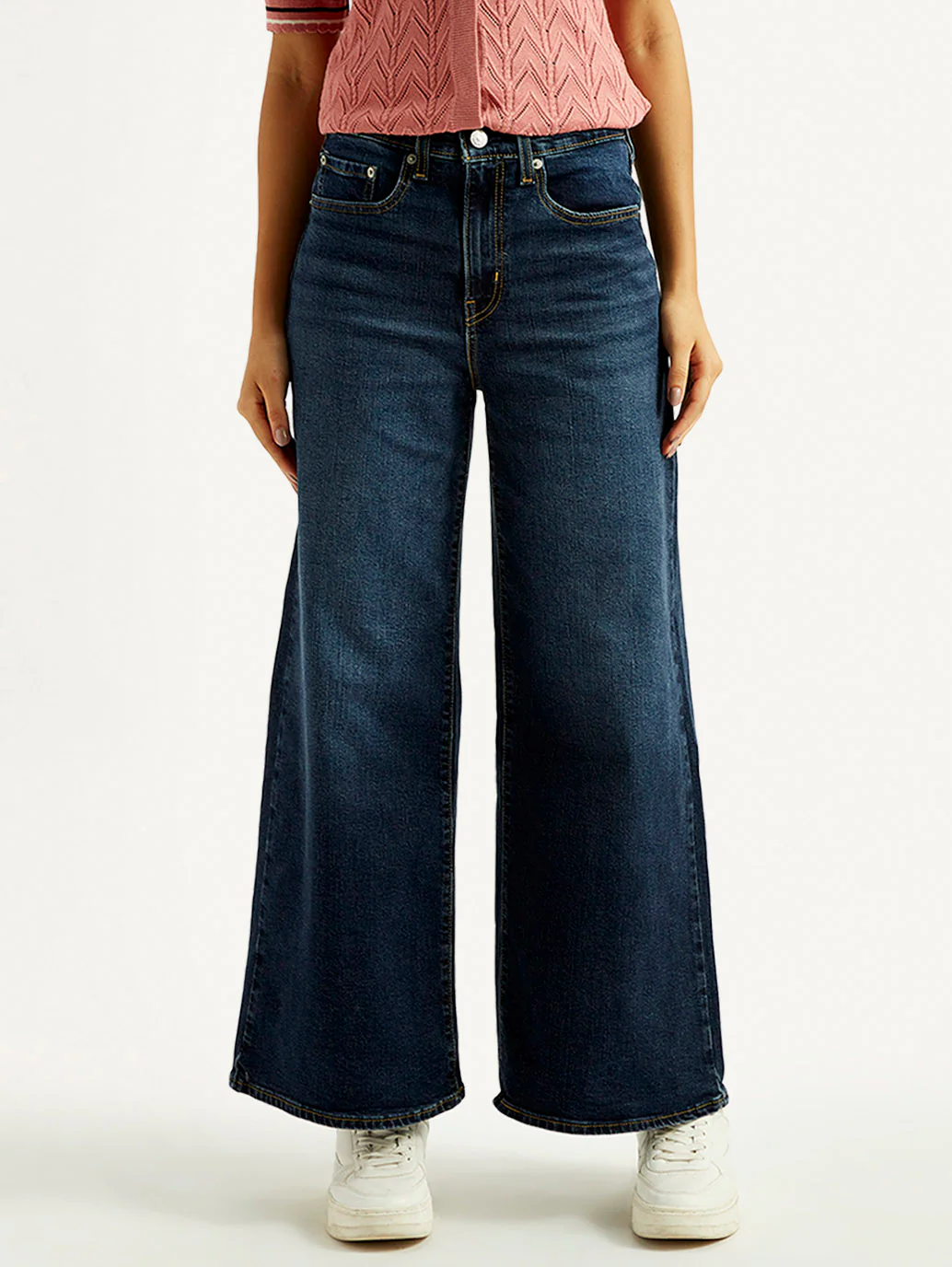 Women's 728 Dark Blue Flared Fit Mid Rise Jeans - Image 2