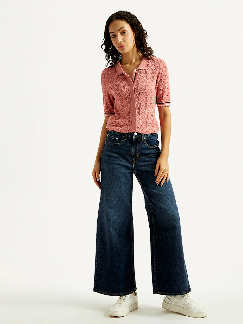Women's 728 Dark Blue Flared Fit Mid Rise Jeans - Image 7