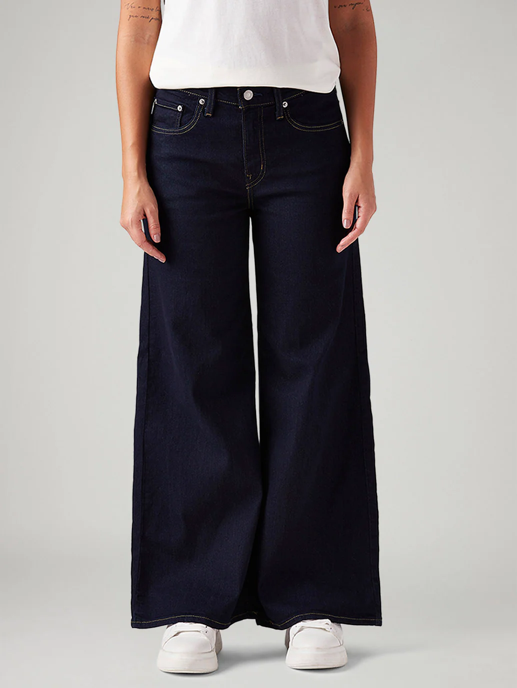 Women's 728 Dark Blue Wide Leg Fit High Rise Jeans - Image 3