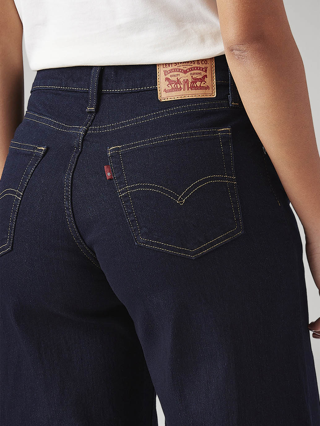Women's 728 Dark Blue Wide Leg Fit High Rise Jeans - Image 5