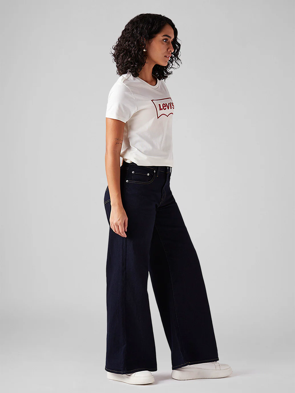 Women's 728 Dark Blue Wide Leg Fit High Rise Jeans - Image 6