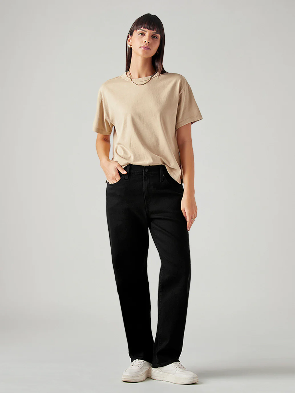 Women's 94 Black Baggy Fit Mid Rise Jeans