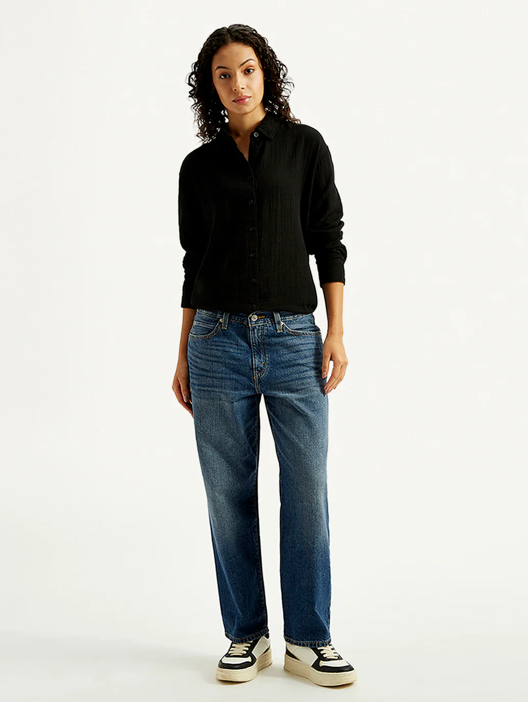 Women's 94 Blue Baggy Fit Mid Rise Jeans - Image 2