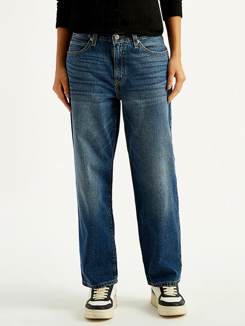 Women's 94 Blue Baggy Fit Mid Rise Jeans - Image 3