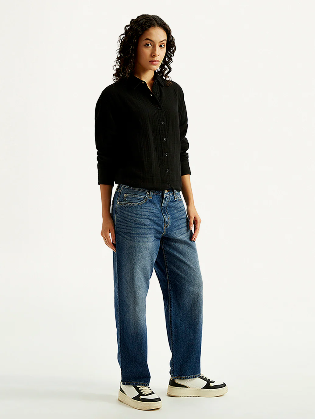 Women's 94 Blue Baggy Fit Mid Rise Jeans - Image 7