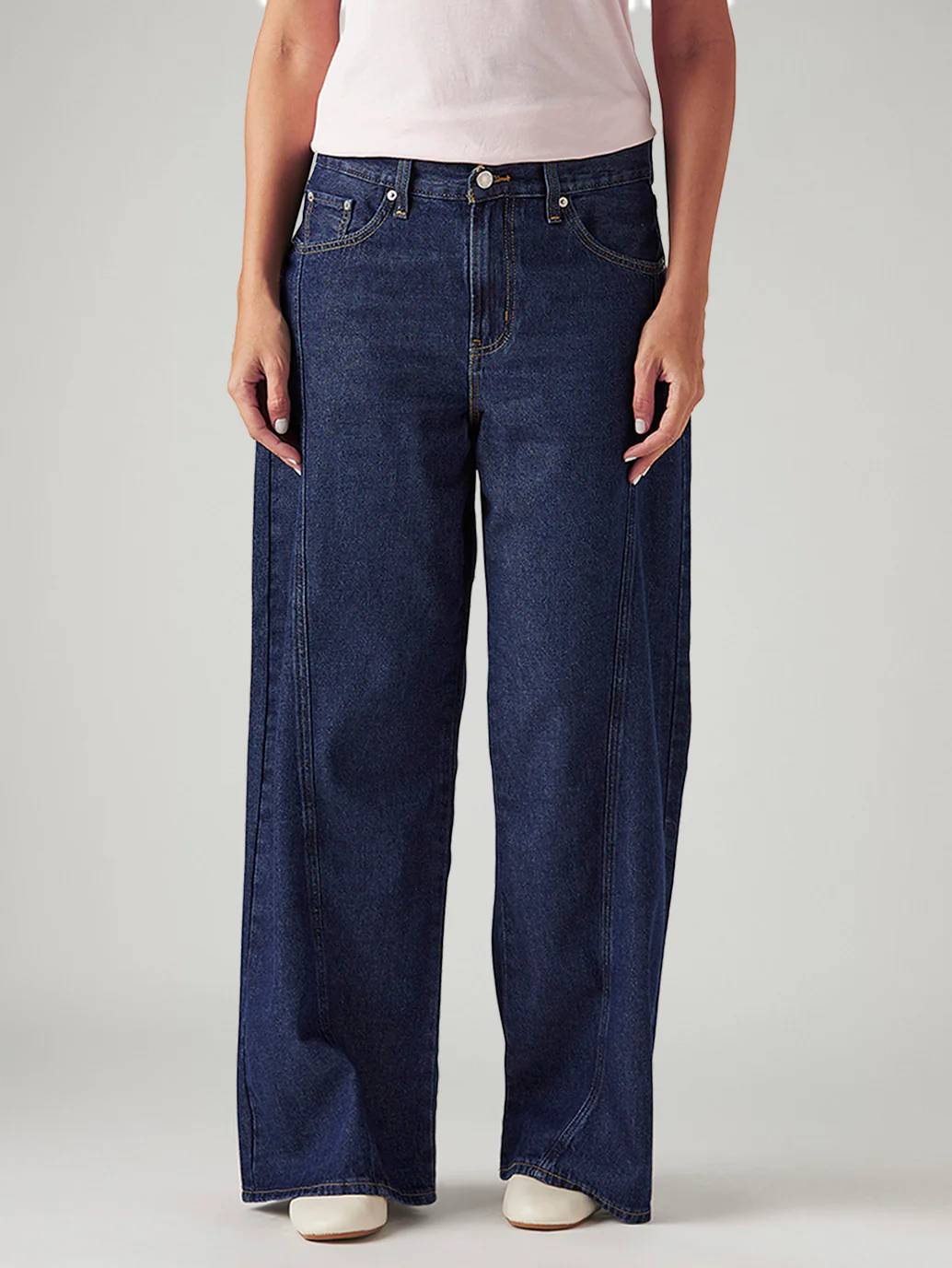Women's 94 Dark Blue Baggy Fit Mid Rise Jeans - Image 3