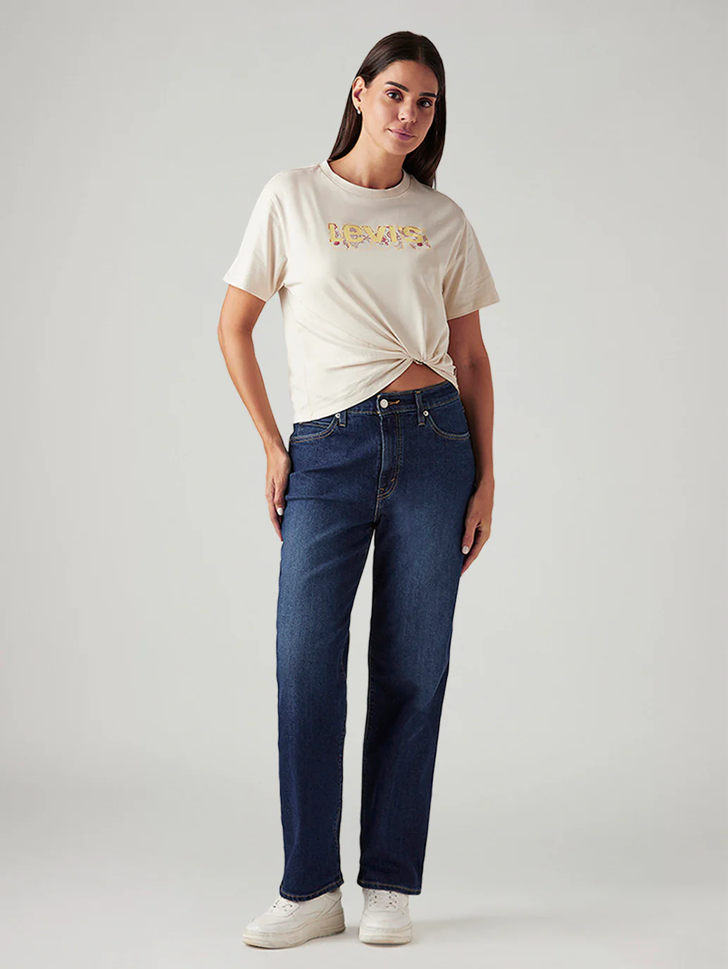 Women's 94 Dark Blue Baggy Fit Mid Rise Tinted Jeans