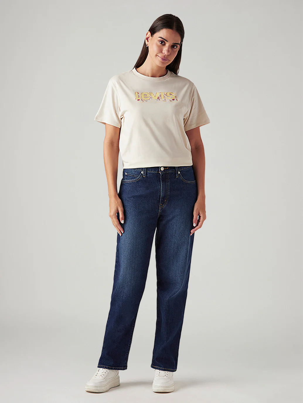 Women's 94 Dark Blue Baggy Fit Mid Rise Tinted Jeans - Image 2