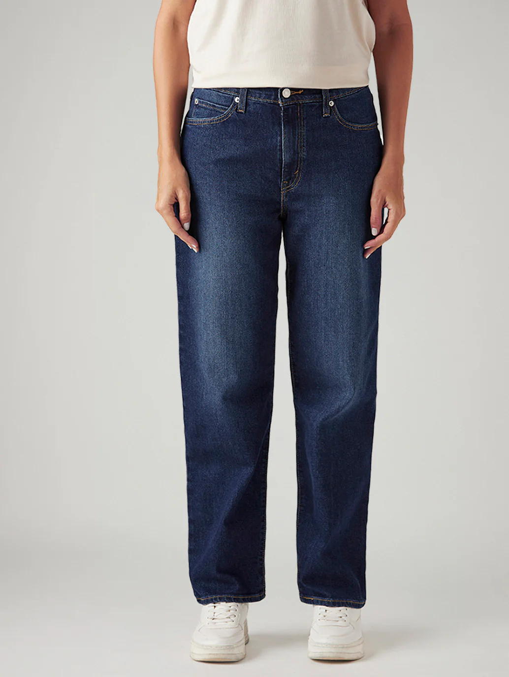 Women's 94 Dark Blue Baggy Fit Mid Rise Tinted Jeans - Image 3