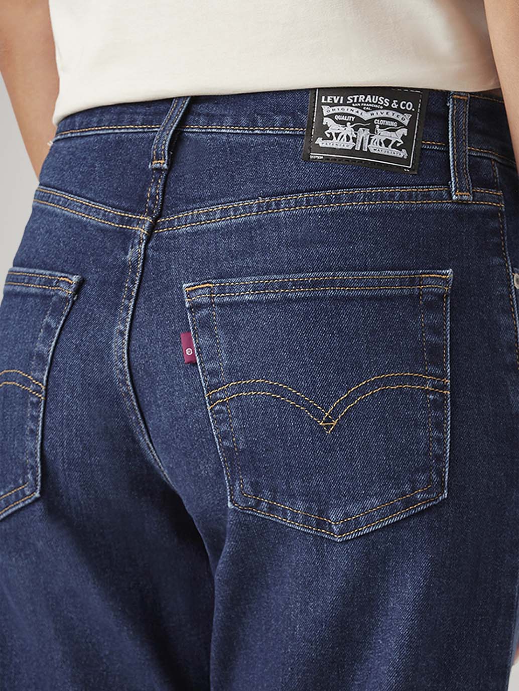 Women's 94 Dark Blue Baggy Fit Mid Rise Tinted Jeans - Image 6
