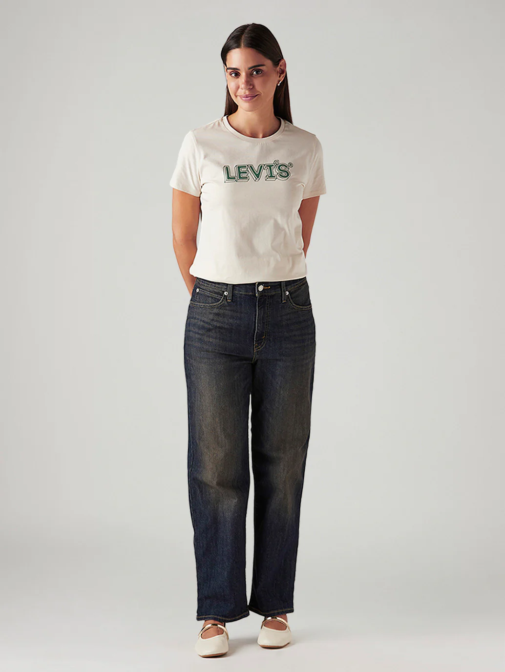 Women's 94 Dark Blue Baggy Fit Mid Rise Tinted Jeans - Image 2