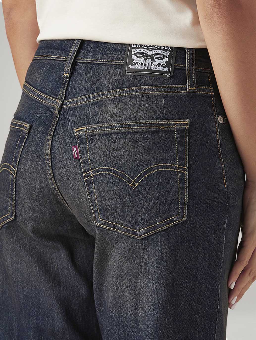 Women's 94 Dark Blue Baggy Fit Mid Rise Tinted Jeans - Image 6