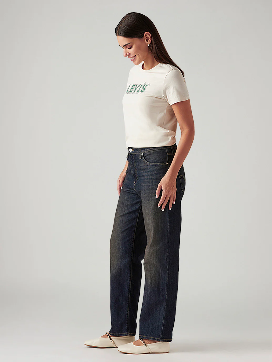 Women's 94 Dark Blue Baggy Fit Mid Rise Tinted Jeans - Image 7