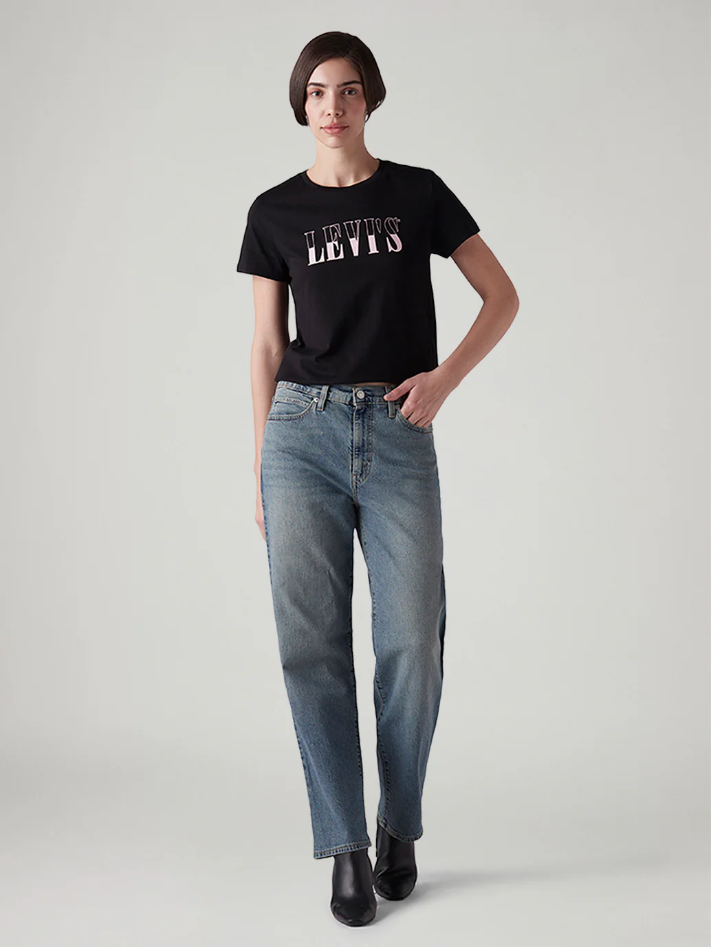 Women's 94 Blue Baggy Fit Mid Rise Jeans