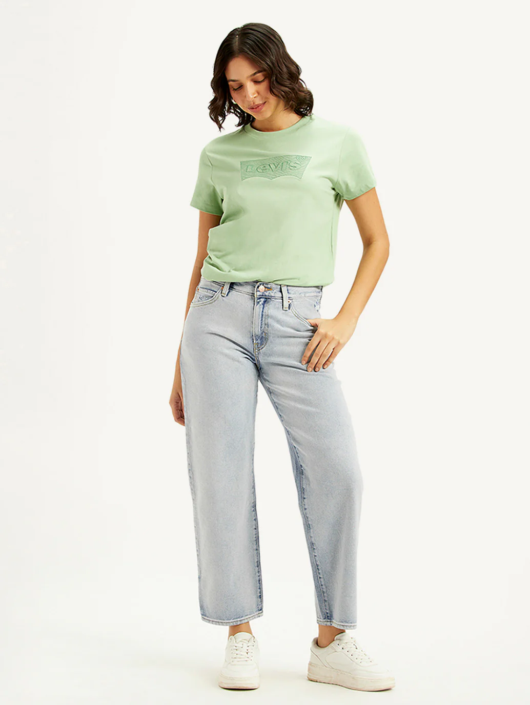 Women's 94 Light Blue Baggy Fit Mid Rise Jeans